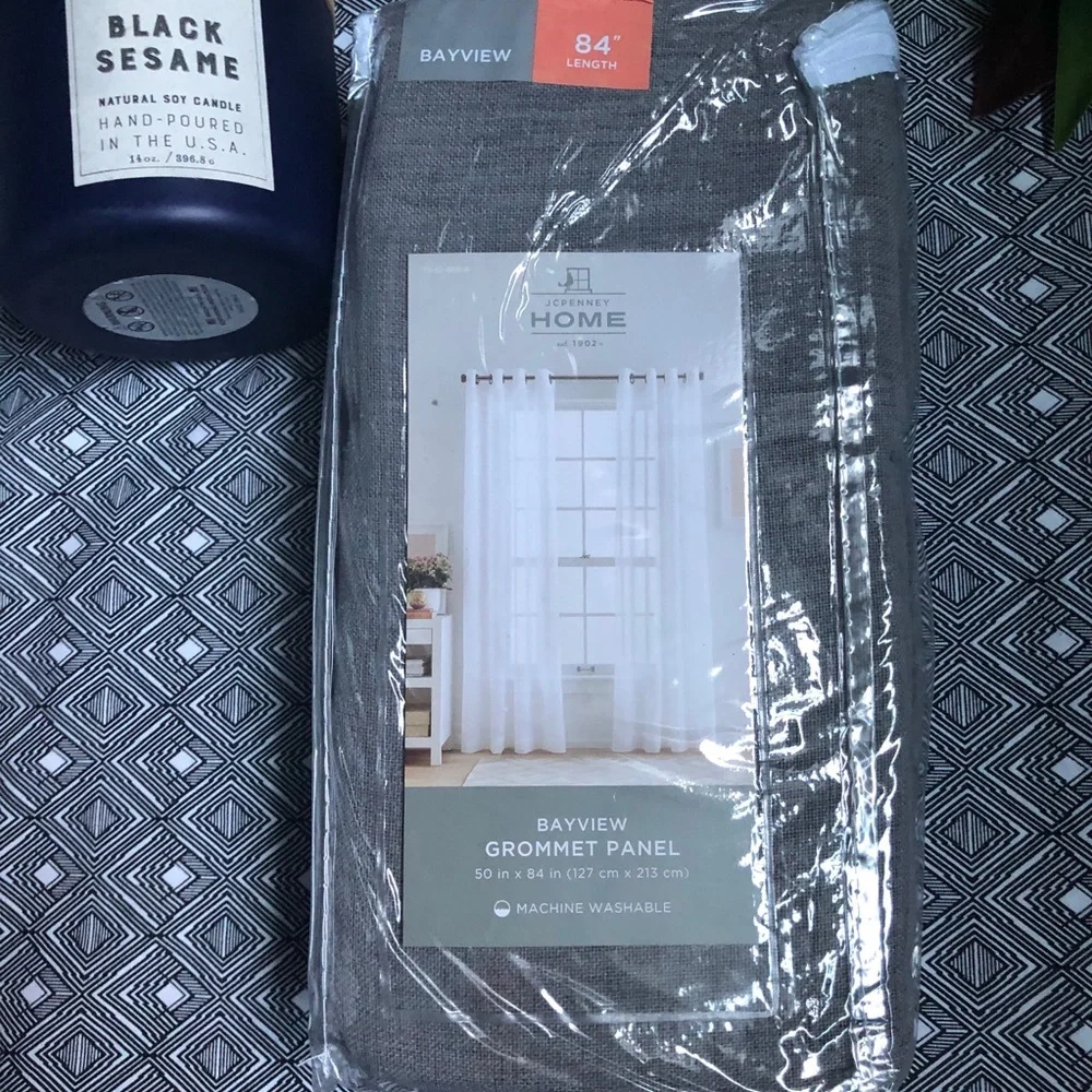 JCPenney Home Bayview Gray Sheer Grommet Curtain Panel 84” set of TWO